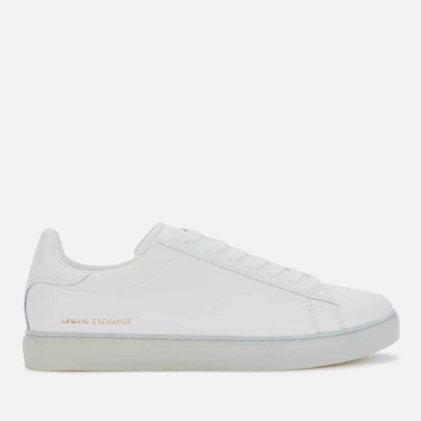Men's Leather Cupsole Trainers - Optical White