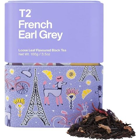 T2 French Earl Grey Black Tea, Loose Leaf Black Tea in T2 Icon Tin, 100 g