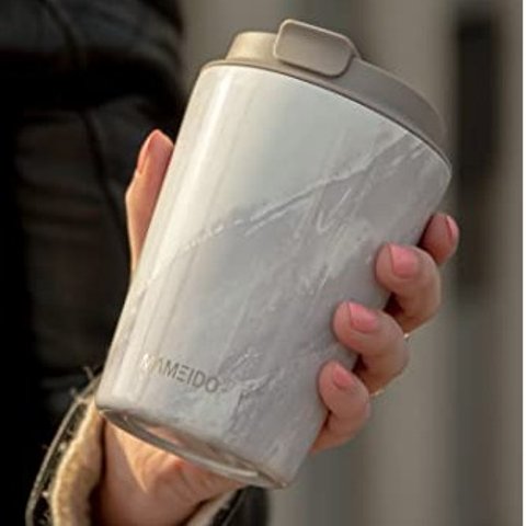 白色大理石纹保温咖啡杯