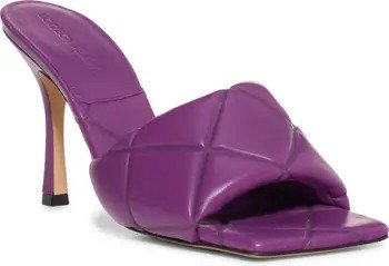 紫色菱格高跟凉鞋