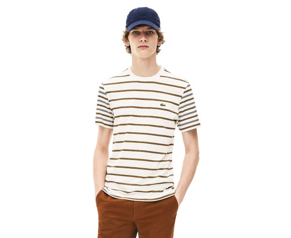 Men's Stripes Tee / T-Shirt / Tshirt - Flour/Navy Blue