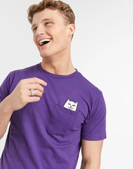 紫色口袋T恤
