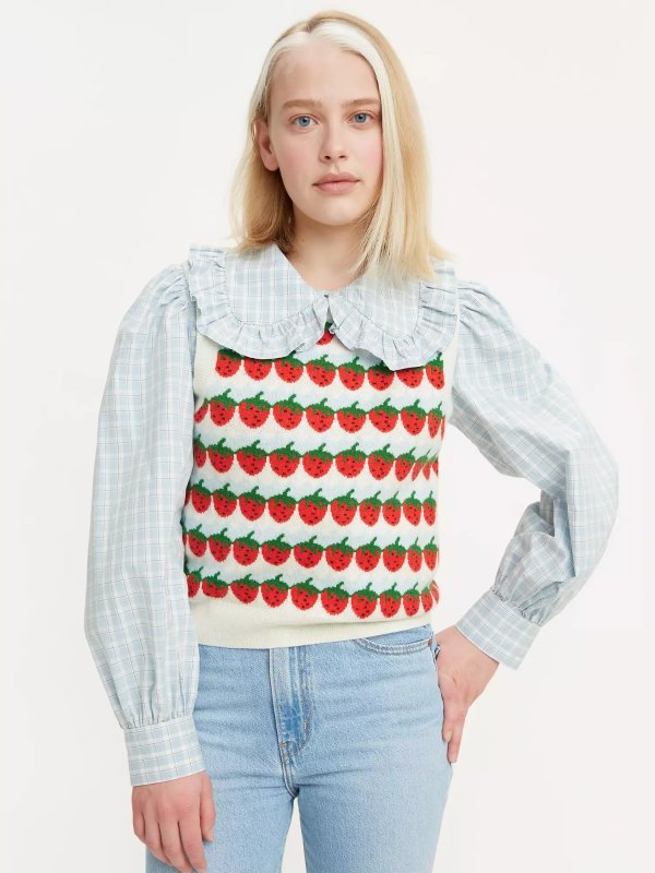 草莓针织背心