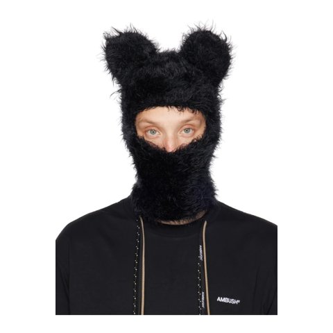 黑色泰迪毛绒耳朵头套