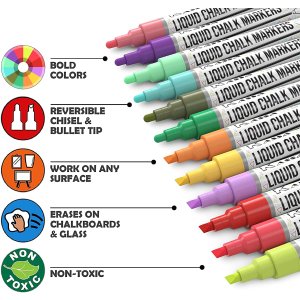 Kassa 荧光记号笔/马克笔 可擦除 可用于黑板玻璃镜子等 12色