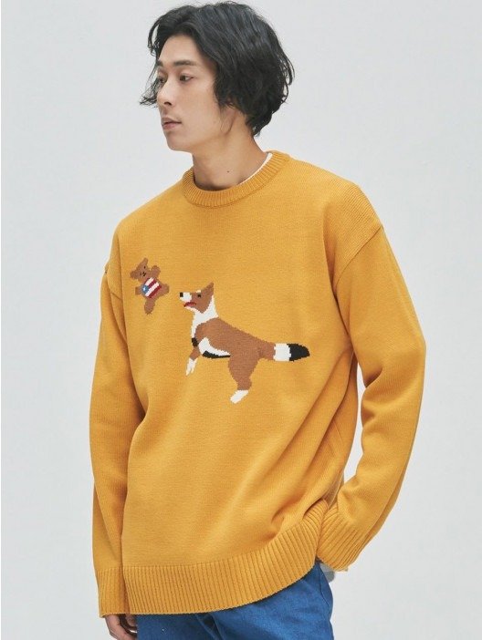 [Unisex] Jump and Bite Knit Sweater Yellow