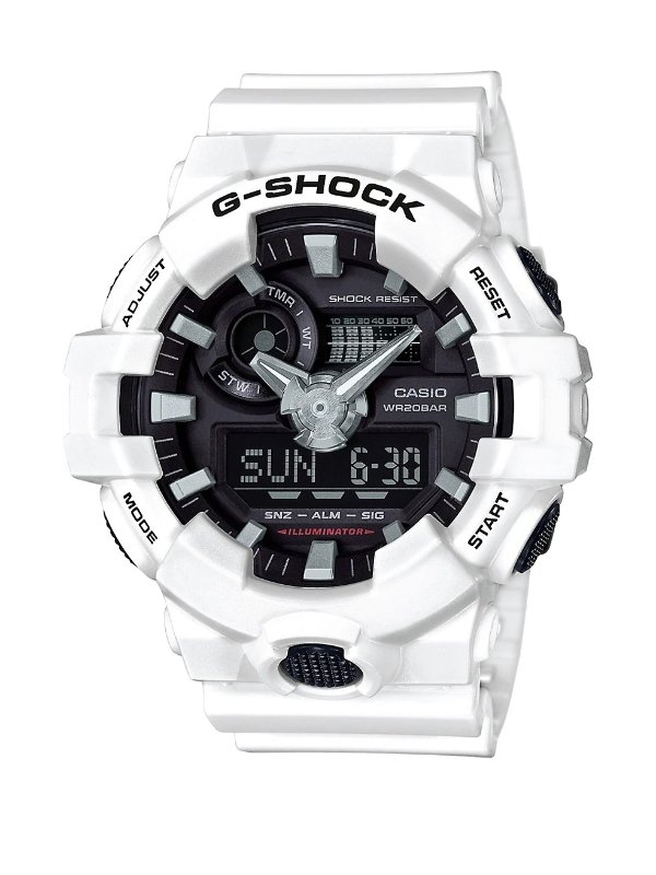 G Shock Analog Resin Watch G Shock 黑白运动手表129.99 超值好货