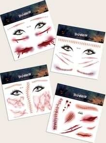 4pcs Halloween 伤口纹身贴