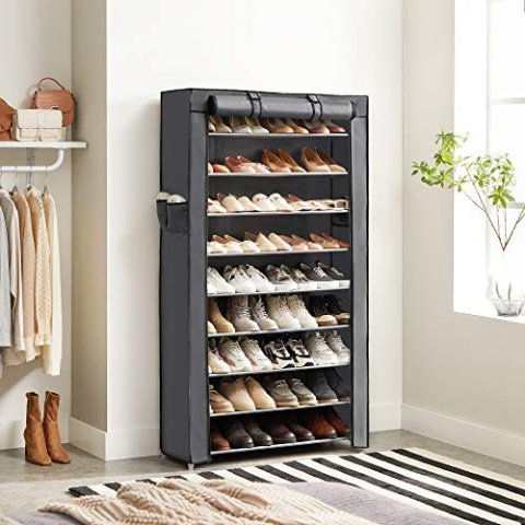 HAIXIN Etagere Chaussure, Range empilable, Meuble en Plastique, étagère à 5  Niveaux Boite Peu encombrante Porte : : Mode