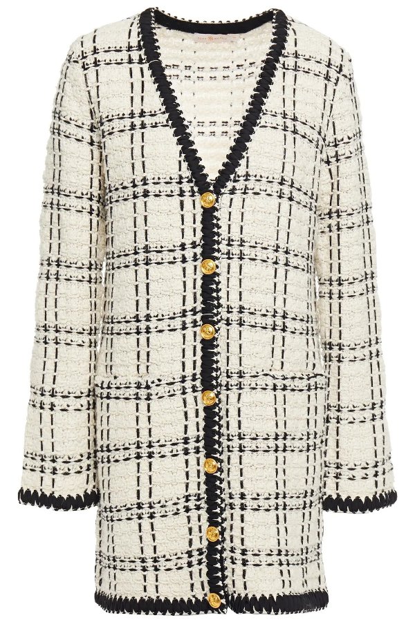 Linen-blend小香风格纹针织外套