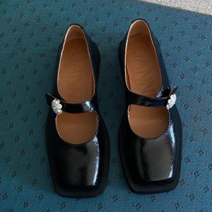 Ganni36-42码全！皮革玛丽珍鞋