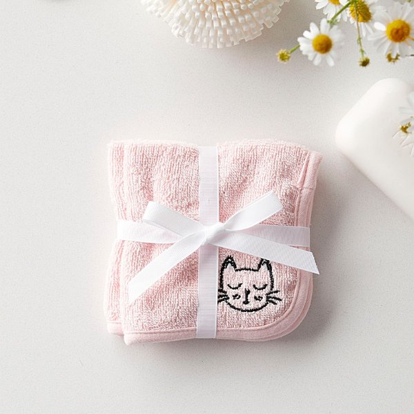 刺绣猫咪小毛巾2条