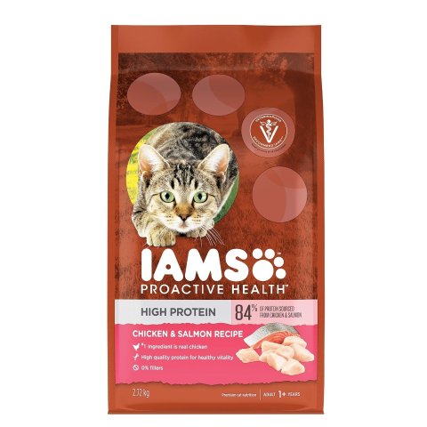 半价！仅$13(指导价$26.49)💥史低价💥：IAMS 成年干猫粮 高蛋白 鸡肉和三文鱼配方 2.72公斤