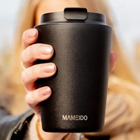 磨砂黑色保温咖啡杯