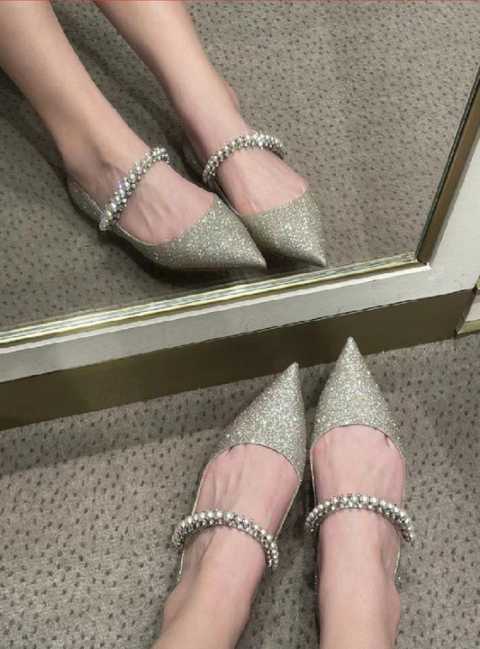 Baily 水晶珍珠平底鞋