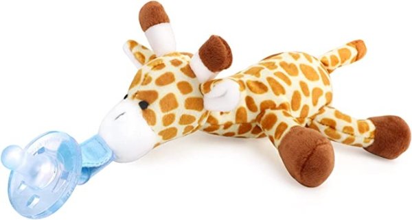 可爱长颈鹿婴儿安抚奶嘴架带可拆卸毛绒玩具