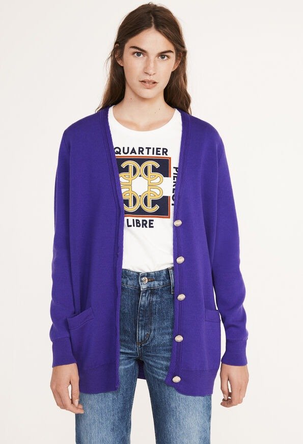 紫色针织外套