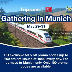 DB闪促！慕尼黑、柏林多目的地行程 每天前100名5折！