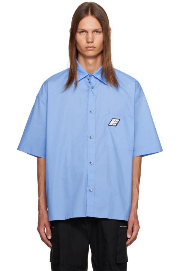 蓝色logo短袖衬衫