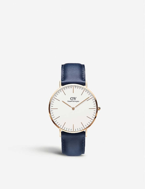 Classic Somerset 40 rose-gold and leather strap