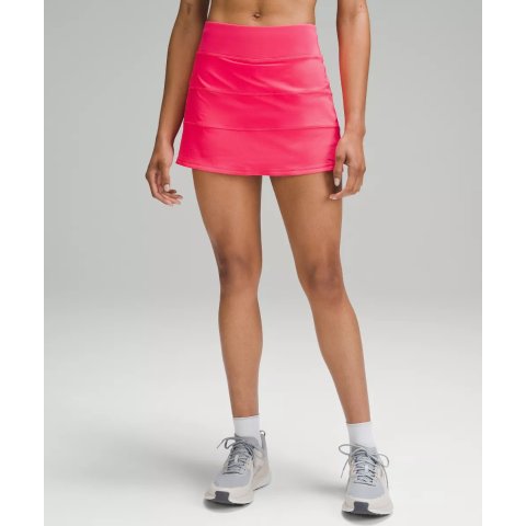 Pleated Open-Knit High-Rise Tennis Skirt