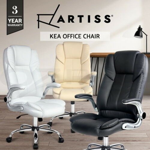 Gaming Office Chair Computer Chairs Leather Seat Executive Black Beige