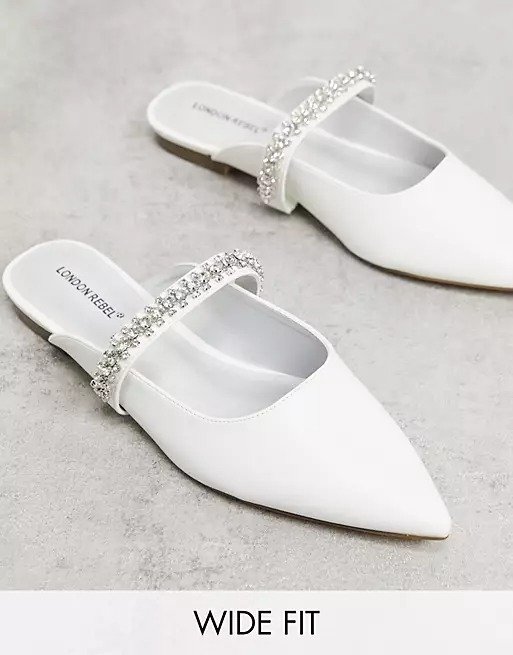 Wide Fit bridal水钻穆勒鞋