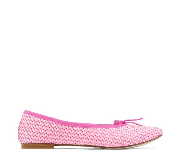 玫粉色波浪纹平底鞋