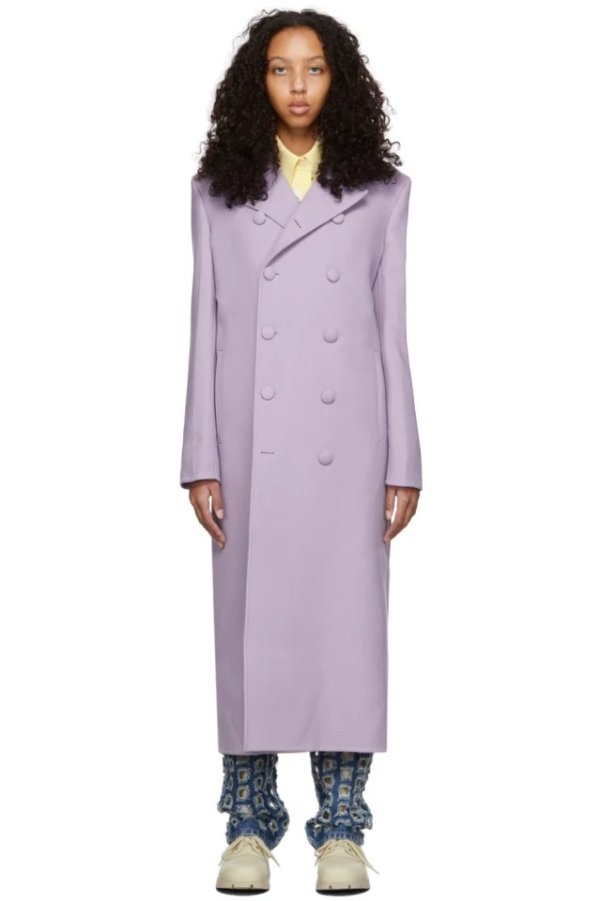 紫色羊毛大衣
