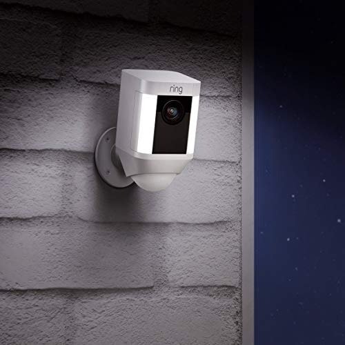 Ring Spotlight Cam Battery HD Security Camera with Built Two-Way Talk and a Siren Alarm, White