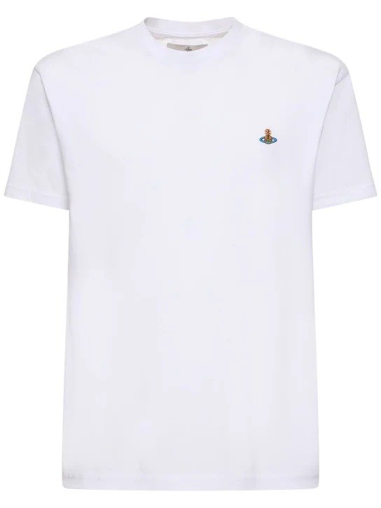 Logo刺绣棉质平纹针织T恤