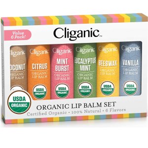 Cliganic 天然有机护唇膏6支装 不同香型 含椰子 薄荷 香草香