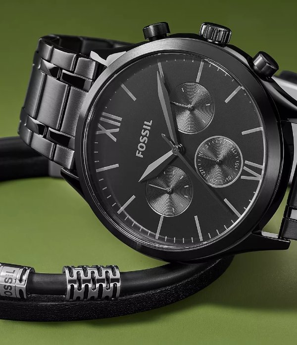 Fenmore 黑色不锈钢多功能手表