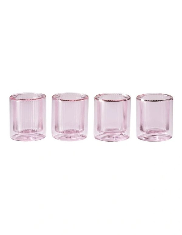 粉色玻璃杯4个
