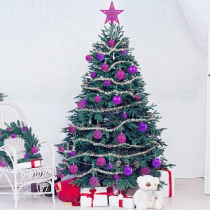 Naler 圣诞树装饰100件套 浪漫紫色太好看惹 快把家里捯饬上