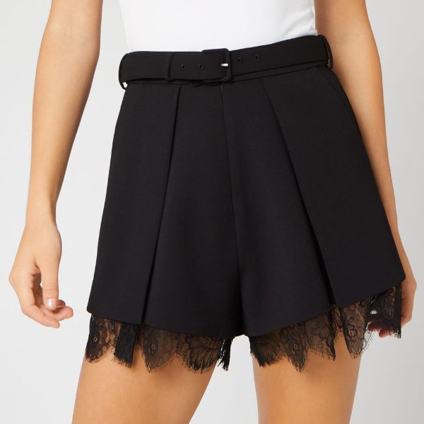 Women's Crepe Pleat Shorts - Black