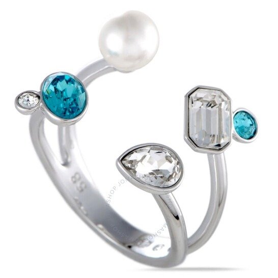 蓝水晶珍珠戒指