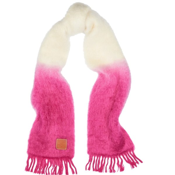 Pink degrade mohair-blend scarf