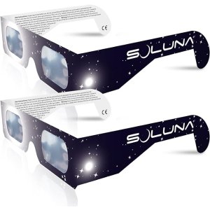 Soluna 日食眼镜 - 经过 CE 和 ISO 认证，可安全遮阳 2件装