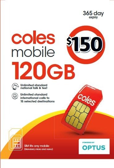 Coles Mobile 120GB预付卡