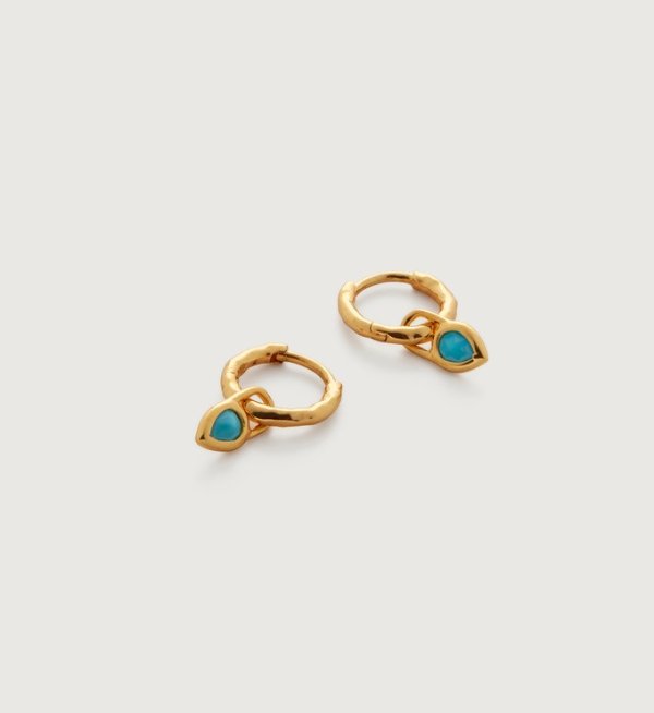 Siren Muse Turquoise Teardrop Gemstone Mini Huggie Earrings | Jewellery Sets | Monica Vinader
