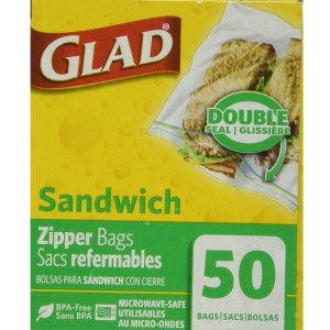 白菜价：Glad Zipper 三明治便携式保鲜袋 50个装 生活收纳佳品