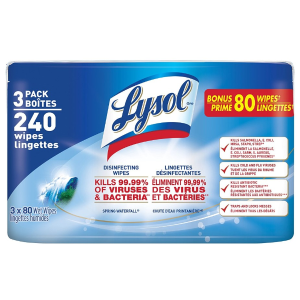 史低价：Lysol 消毒湿巾 3罐装 240片 日常清洁好帮手