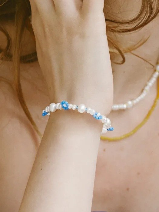 Blue Daisy 小雏菊珍珠手链