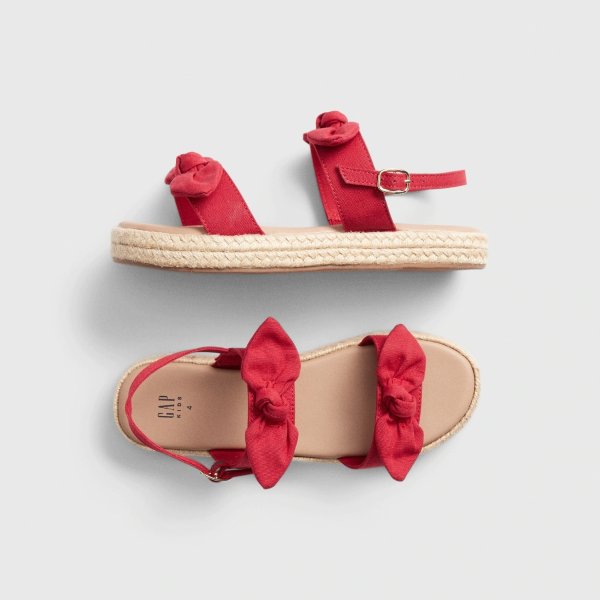 女童 红色蝴蝶结凉鞋