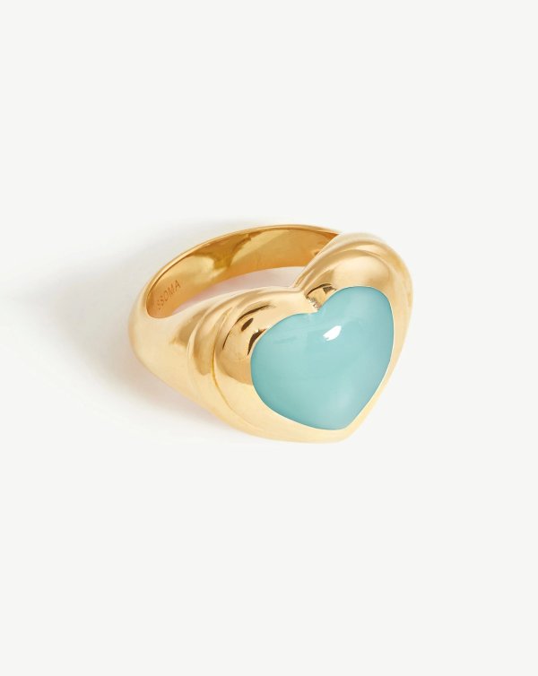 海洋蓝爱心宝石戒指