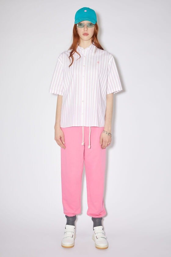 粉色 条纹短袖衬衫