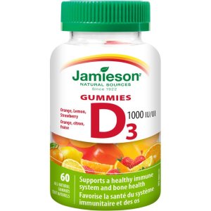 Jamieson支持钙吸收以及牙齿和骨骼健康维生素 D3 1000 IU 60颗