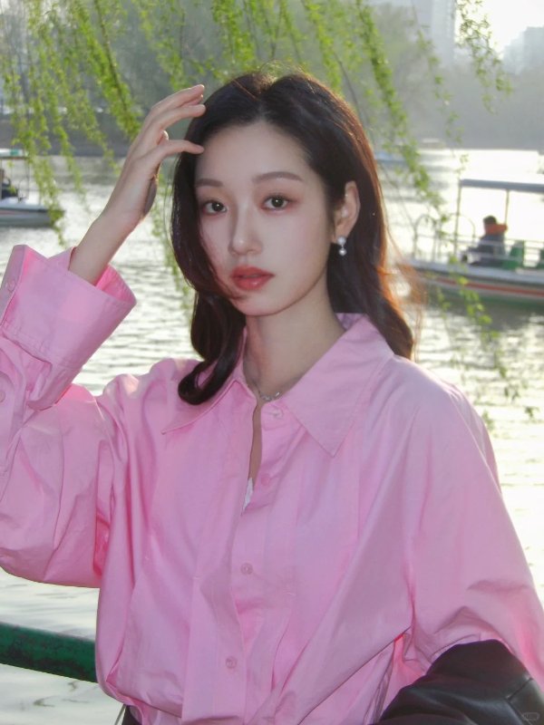粉色纯棉衬衫