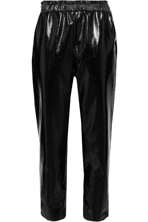 Faux leather straight-leg pants